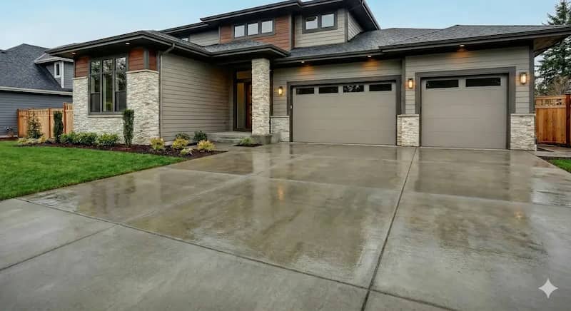 Pressure washing driveway in Redmond